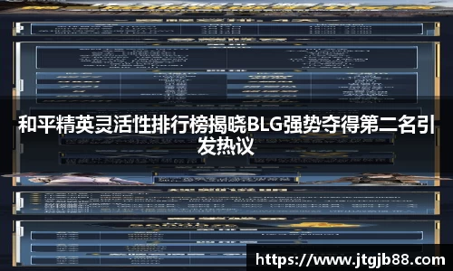 和平精英灵活性排行榜揭晓BLG强势夺得第二名引发热议